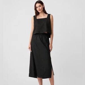 Gap Cropped Linen-Blend Squareneck Tank Top xs